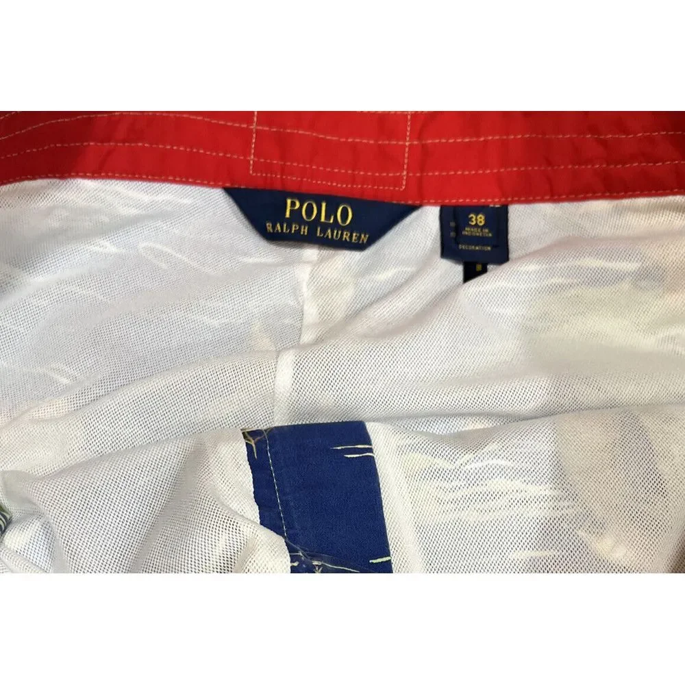 Polo Ralph Lauren Blue Swim‎ Trunks Lined Board Shorts Pirate Ship Buoy Mens 38